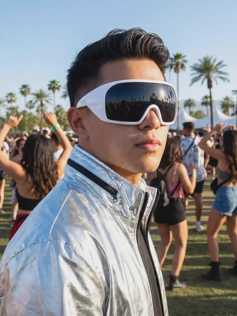 White Futuristic Oversized Shield Sunglasses